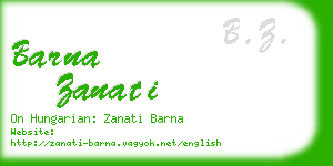 barna zanati business card